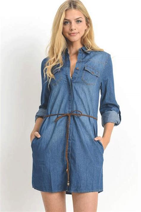 denim shirt dress with pockets.